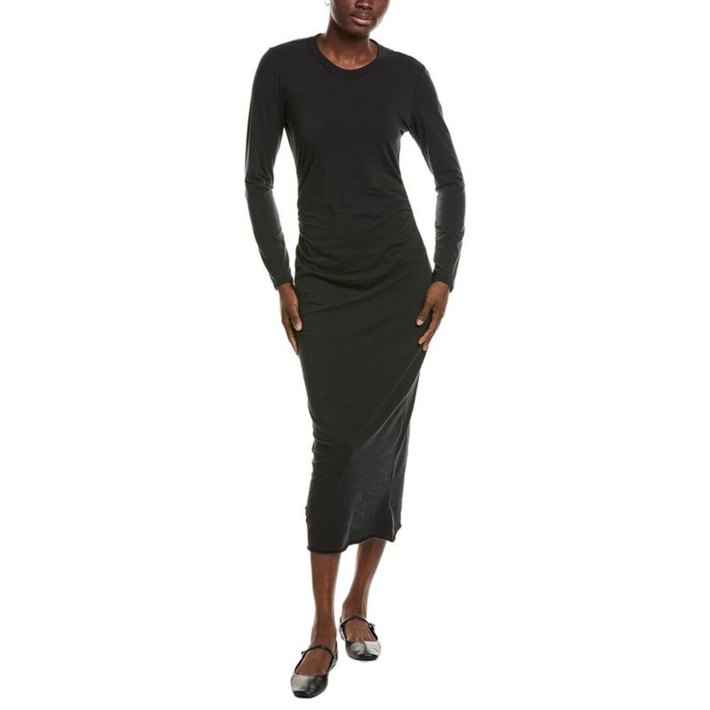 James Perse Womens Ruched Dress, Black